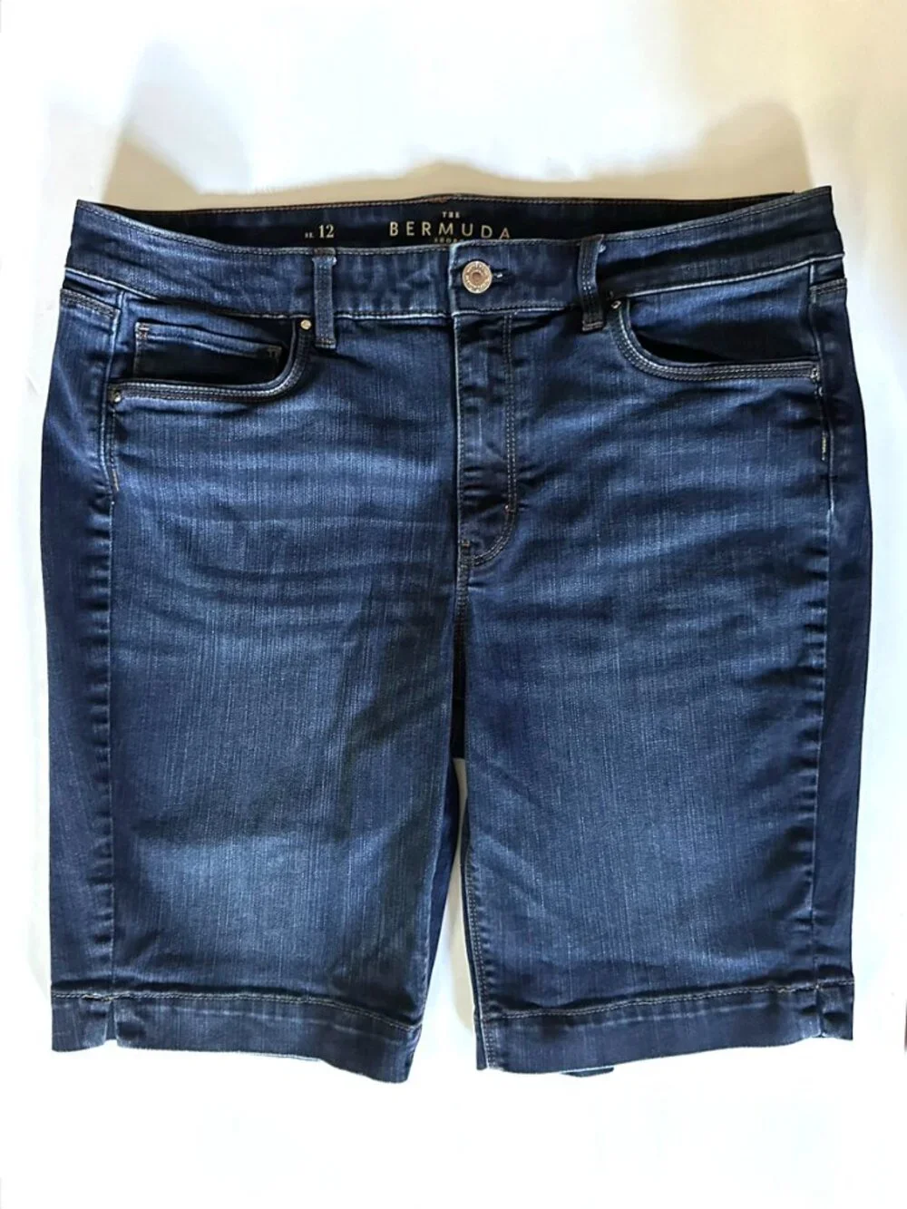 WHBM Denim Jean Mid-Rise Bermuda Shorts Size 12 